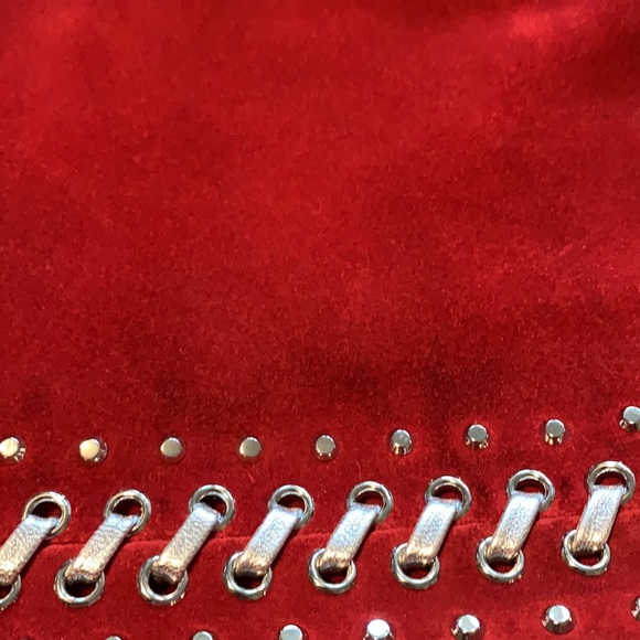 Michael Kors Red Faux Suede Purse - Picture 5 of 12